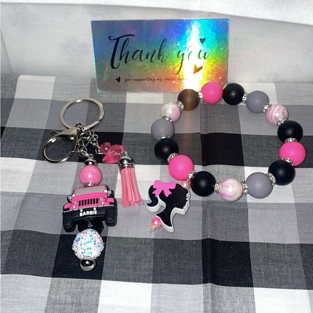 Barbie jeep keychain wristlet & keychain